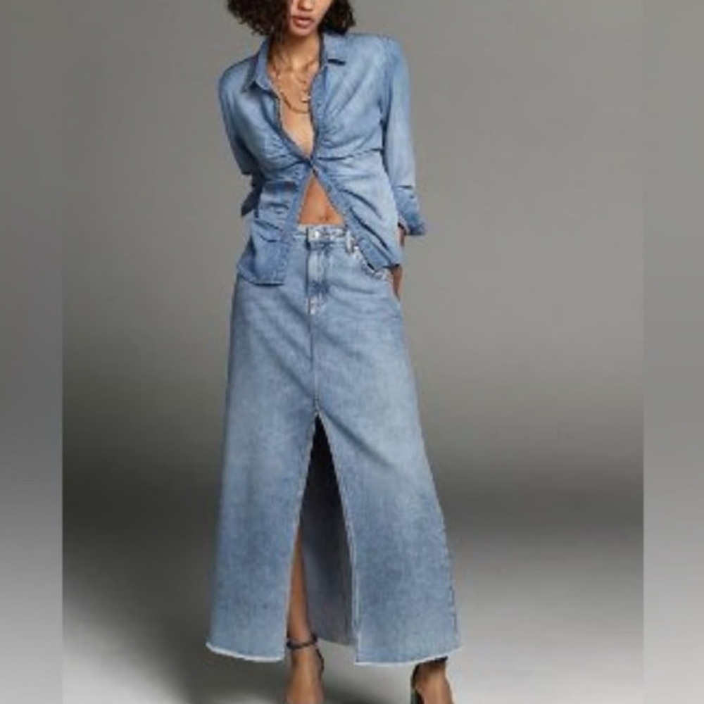 Anthropologie Pilcro The Madi Long Denim Skirt